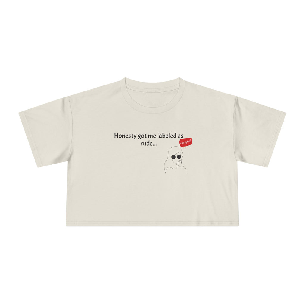 Crop Tee — "Honesty Got Labeled As Rude" Cute Ghost Graphic Top