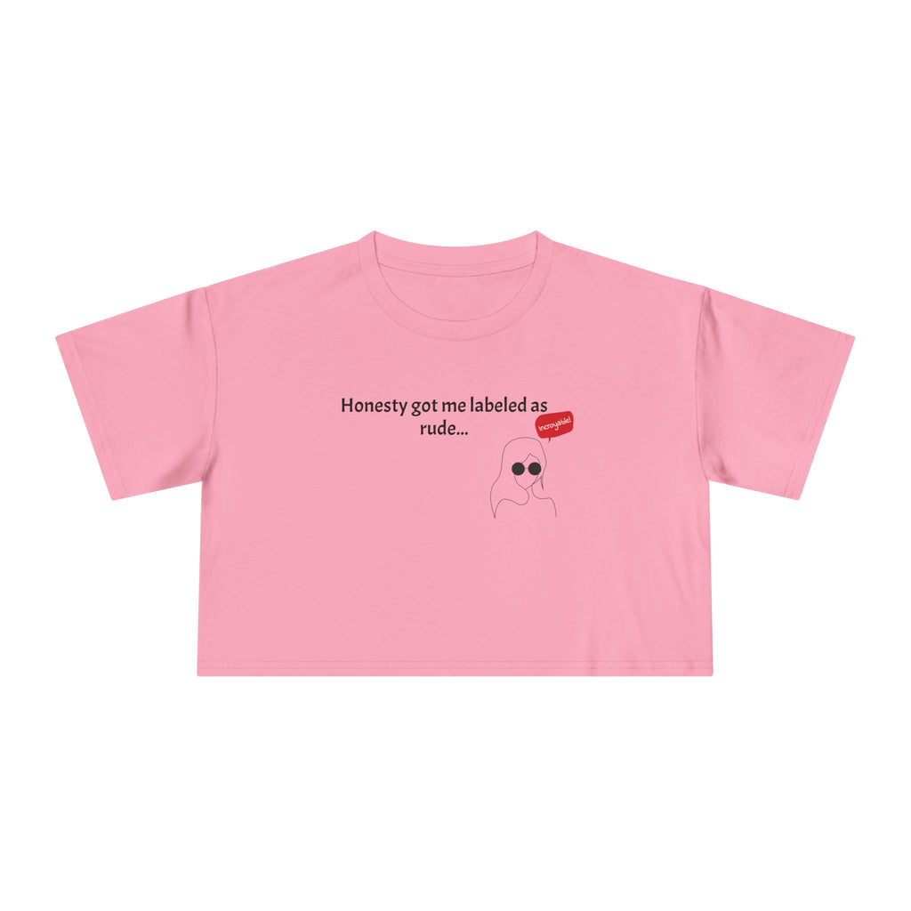 Crop Tee — "Honesty Got Labeled As Rude" Cute Ghost Graphic Top