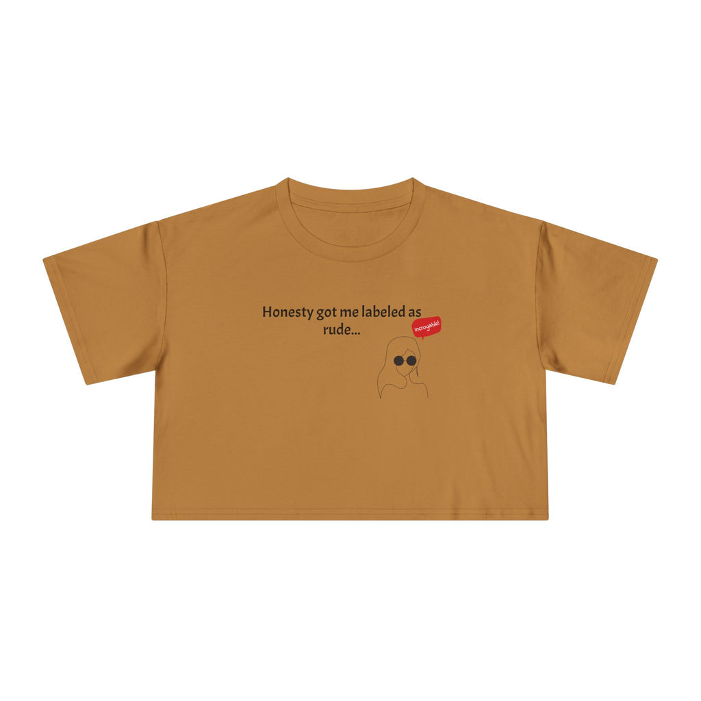 Crop Tee — "Honesty Got Labeled As Rude" Cute Ghost Graphic Top