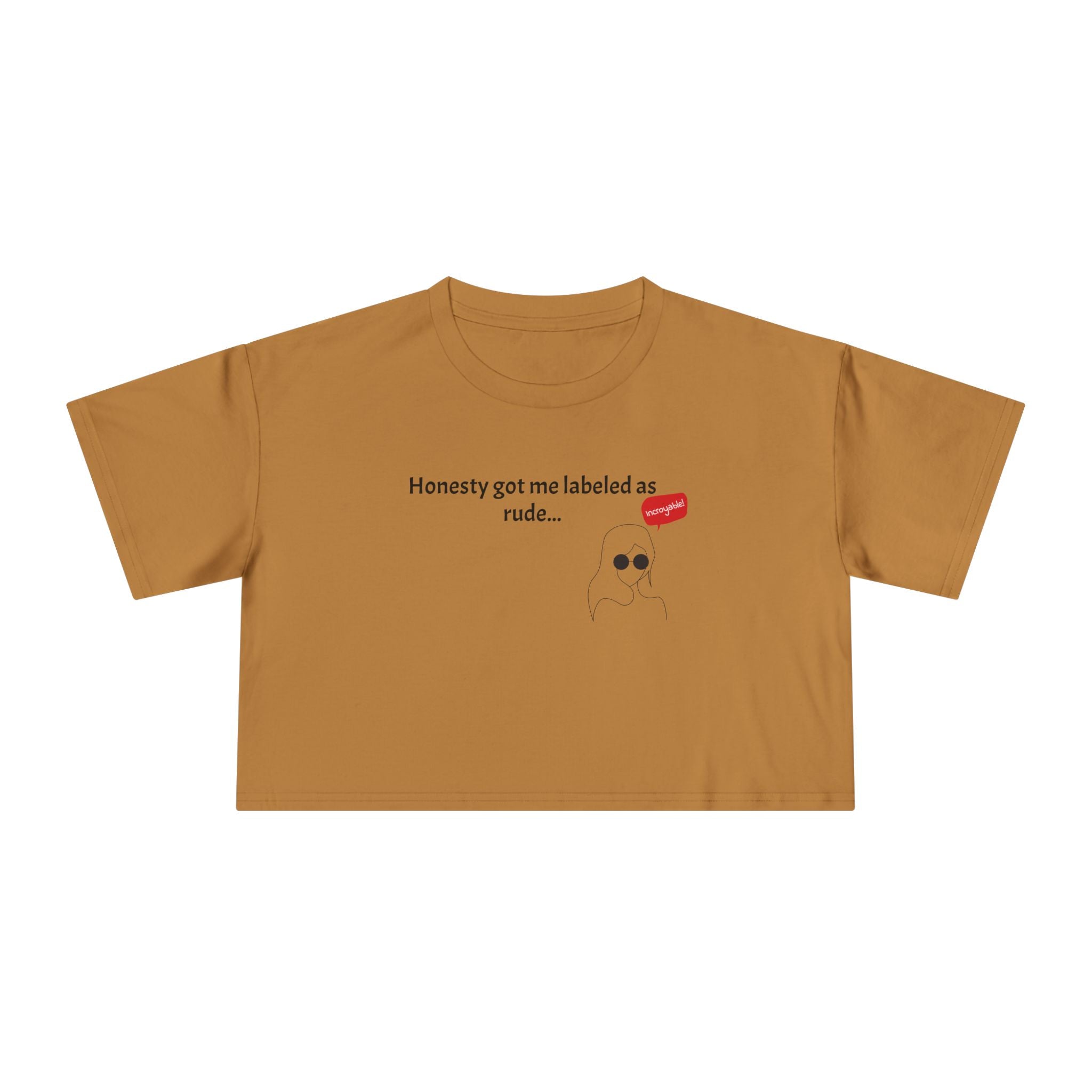 Crop Tee — "Honesty Got Labeled As Rude" Cute Ghost Graphic Top