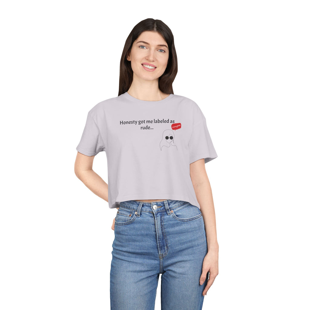 Crop Tee — "Honesty Got Labeled As Rude" Cute Ghost Graphic Top