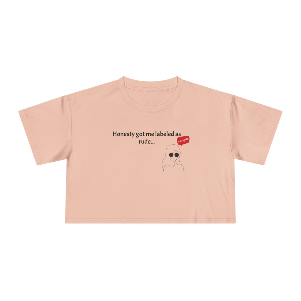 Crop Tee — "Honesty Got Labeled As Rude" Cute Ghost Graphic Top