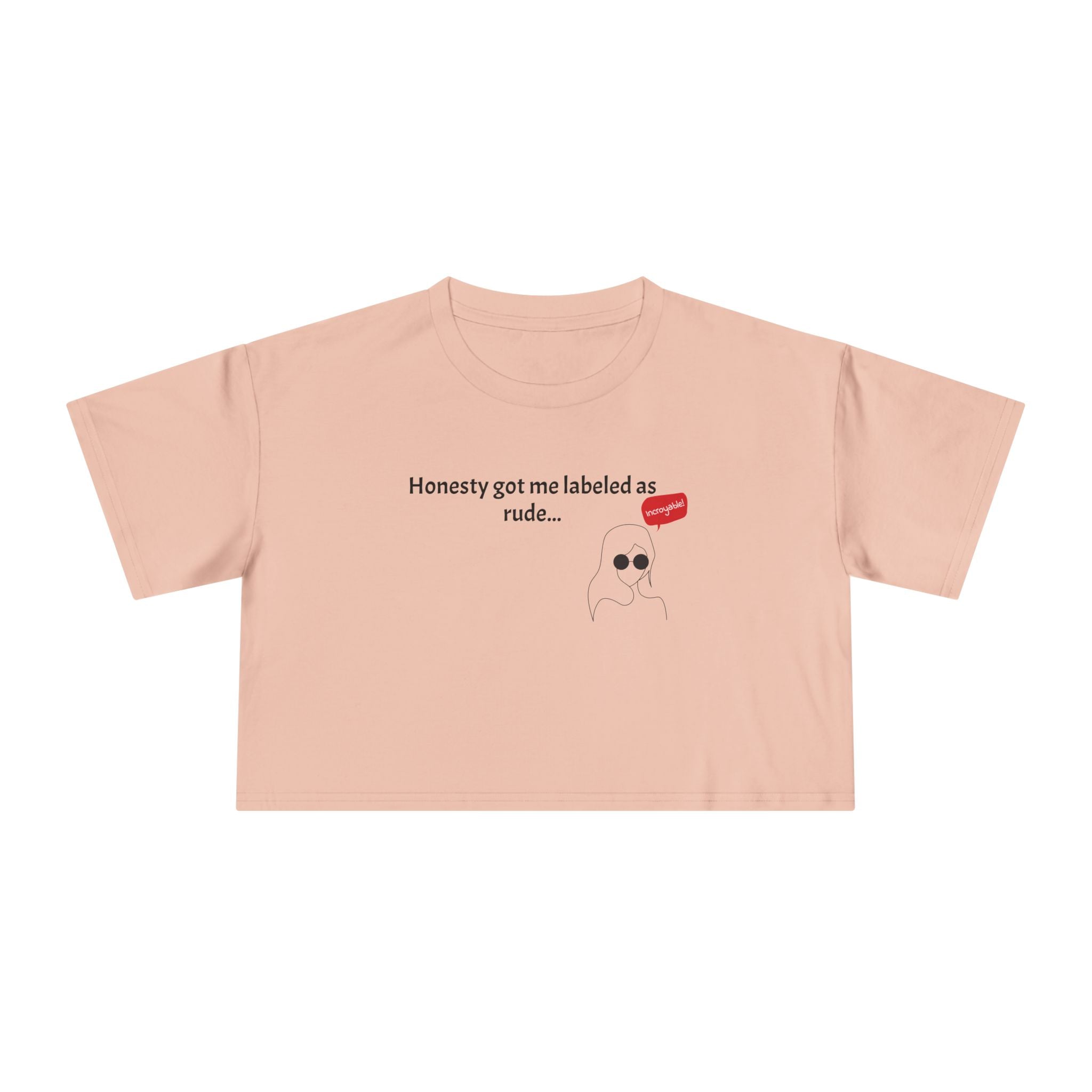 Crop Tee — "Honesty Got Labeled As Rude" Cute Ghost Graphic Top