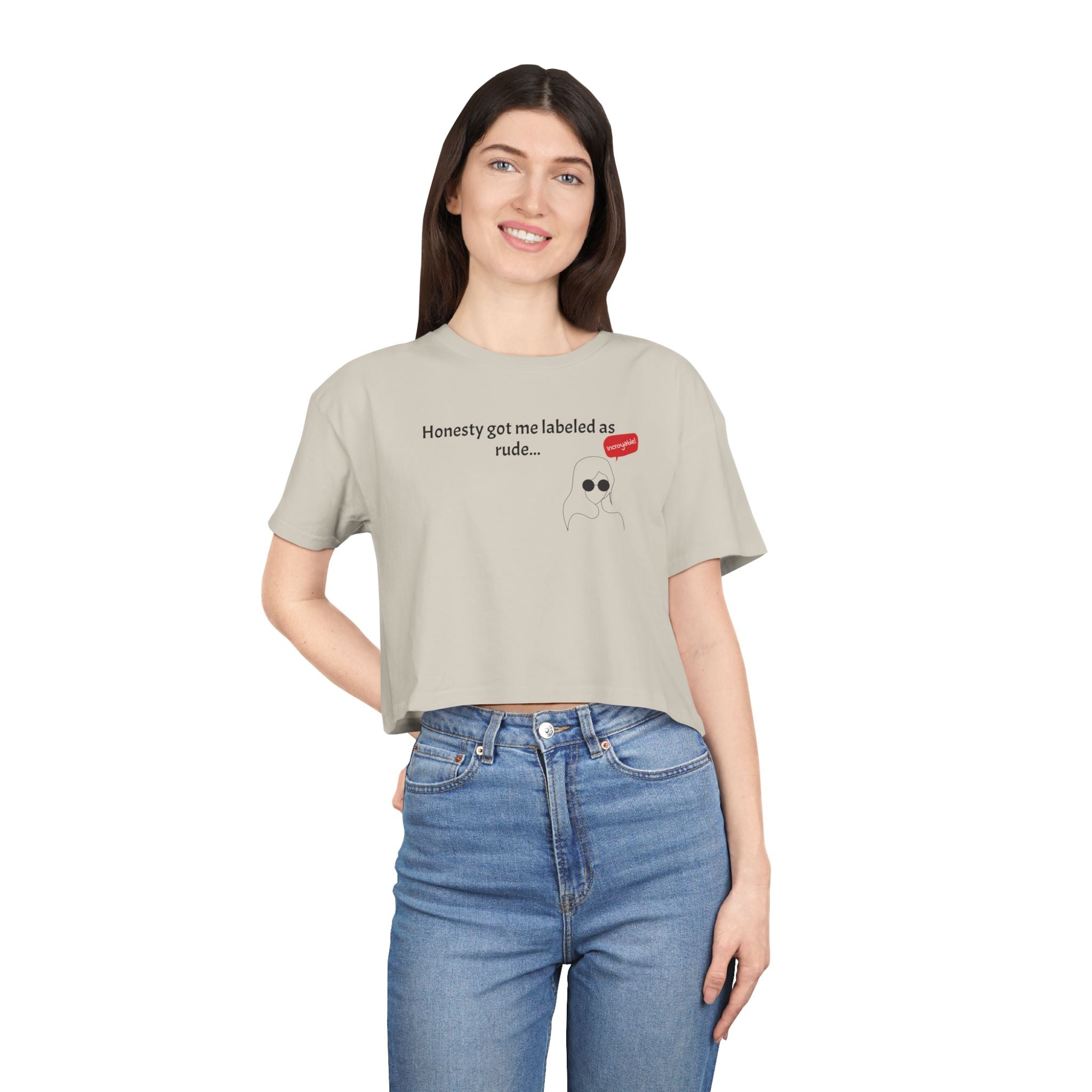 Crop Tee — "Honesty Got Labeled As Rude" Cute Ghost Graphic Top