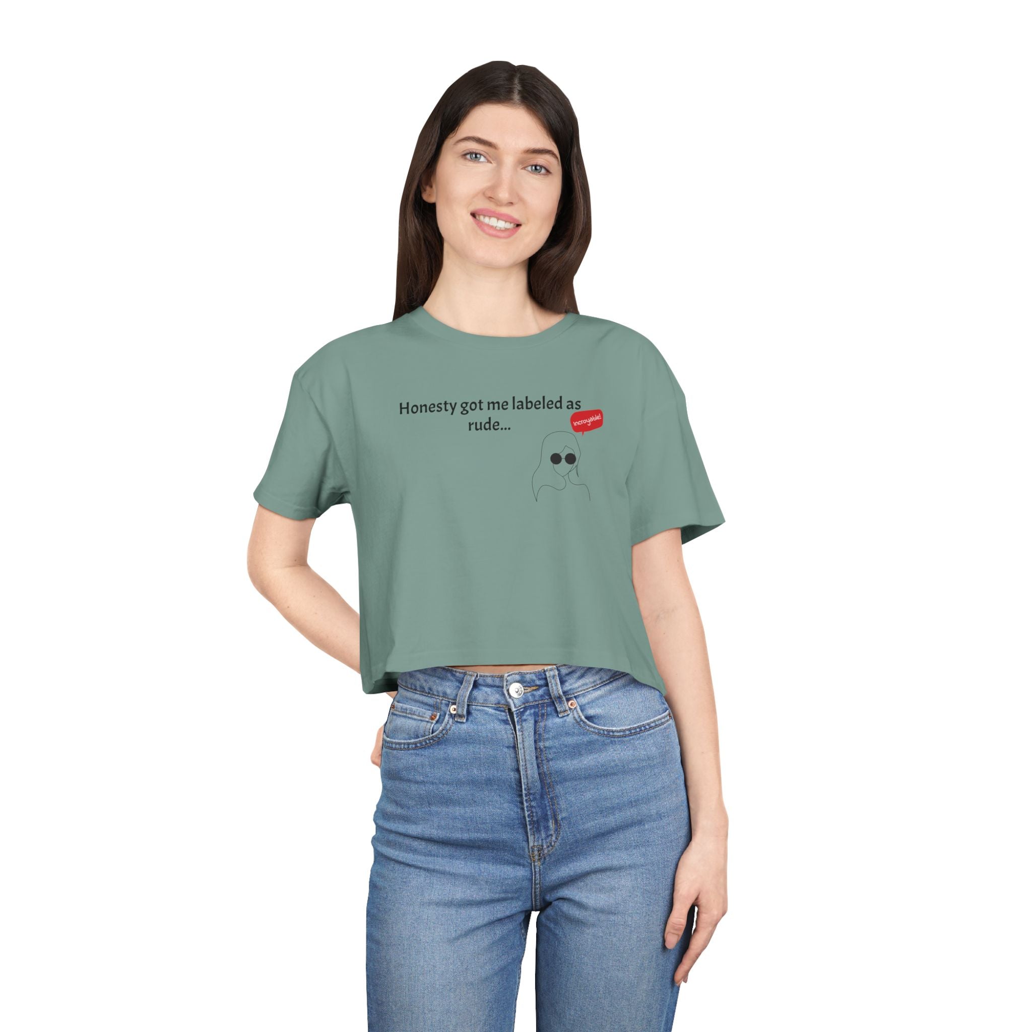 Crop Tee — "Honesty Got Labeled As Rude" Cute Ghost Graphic Top