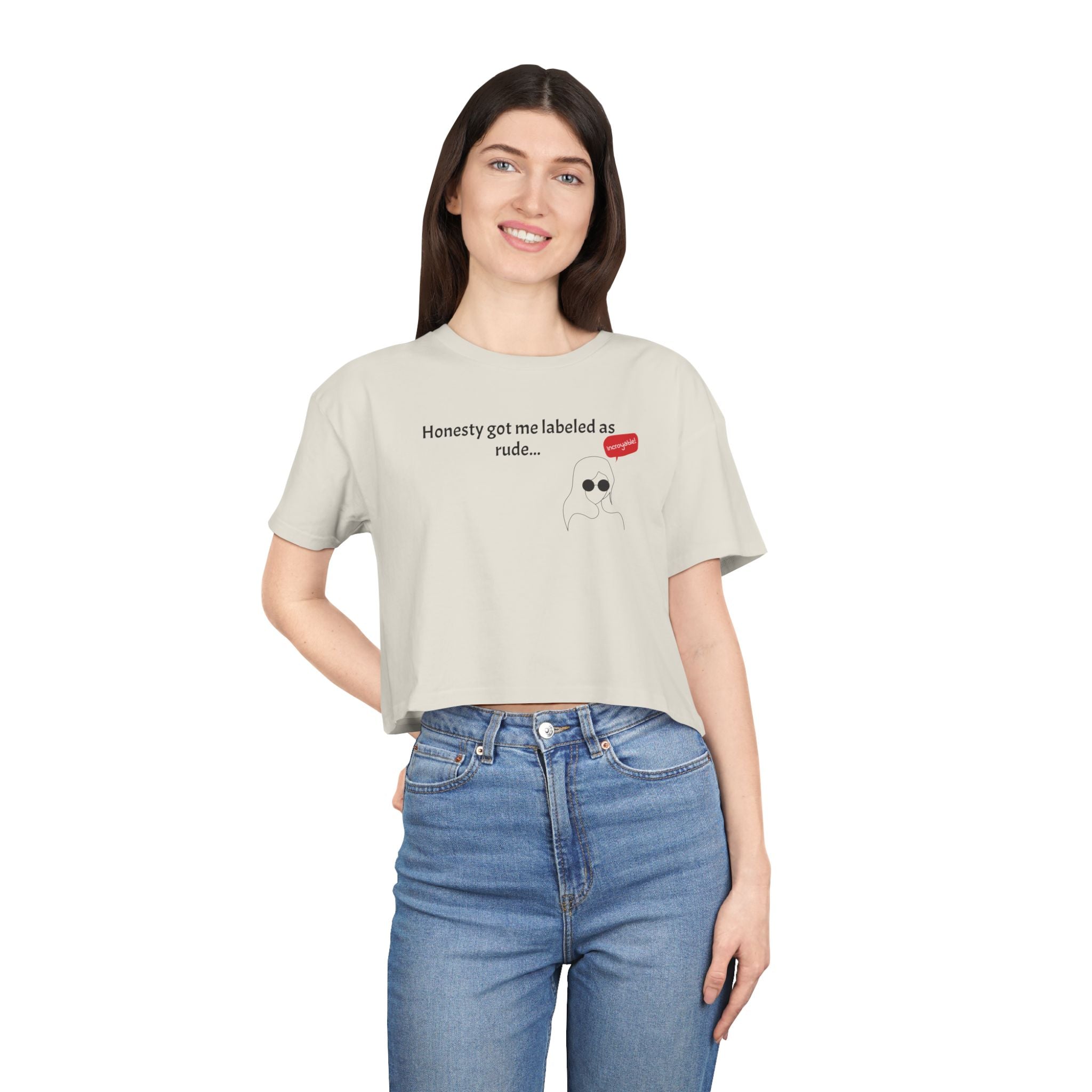 Crop Tee — "Honesty Got Labeled As Rude" Cute Ghost Graphic Top