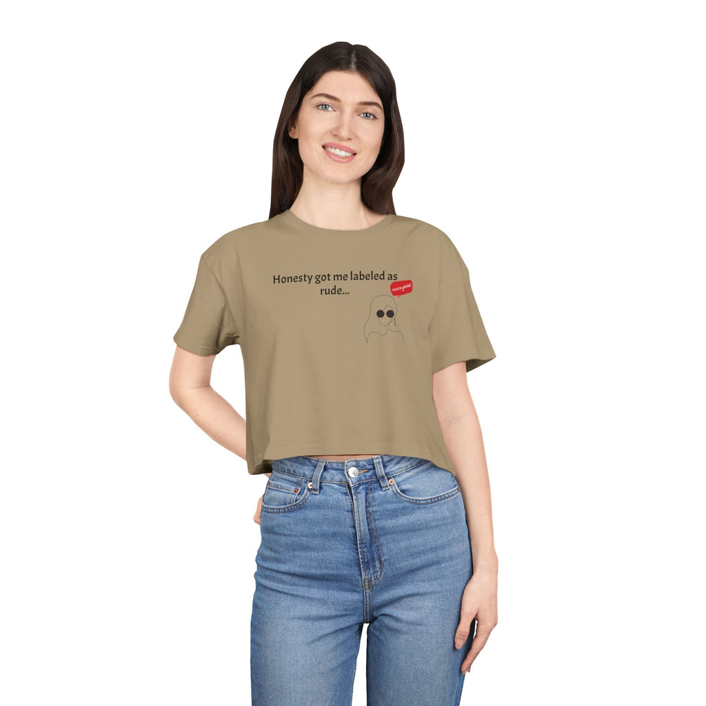 Crop Tee — "Honesty Got Labeled As Rude" Cute Ghost Graphic Top