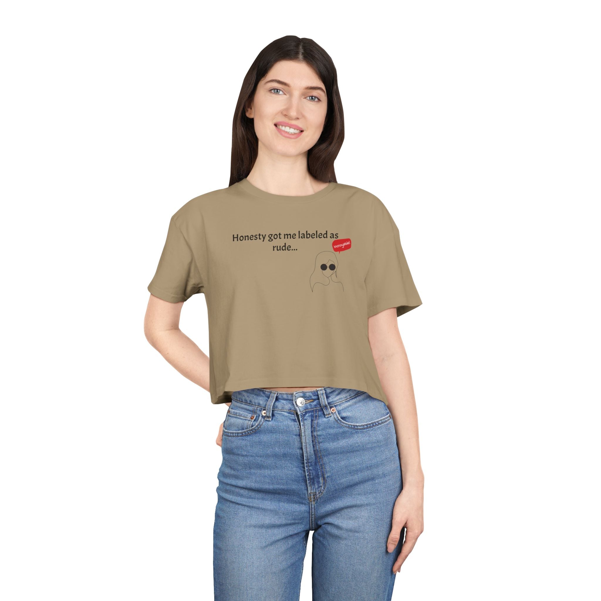 Crop Tee — "Honesty Got Labeled As Rude" Cute Ghost Graphic Top