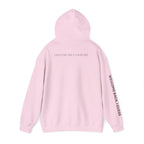 Overthinking Feels Like Home Hoodie — "Welcome Back, I Guess" Sleeve Text
