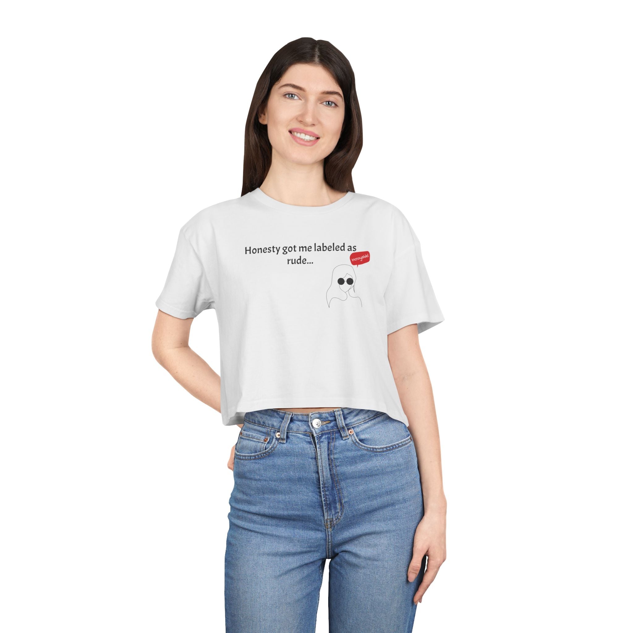 Crop Tee — "Honesty Got Labeled As Rude" Cute Ghost Graphic Top