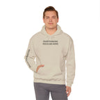 Overthinking Feels Like Home Hoodie — "Welcome Back, I Guess" Sleeve Text