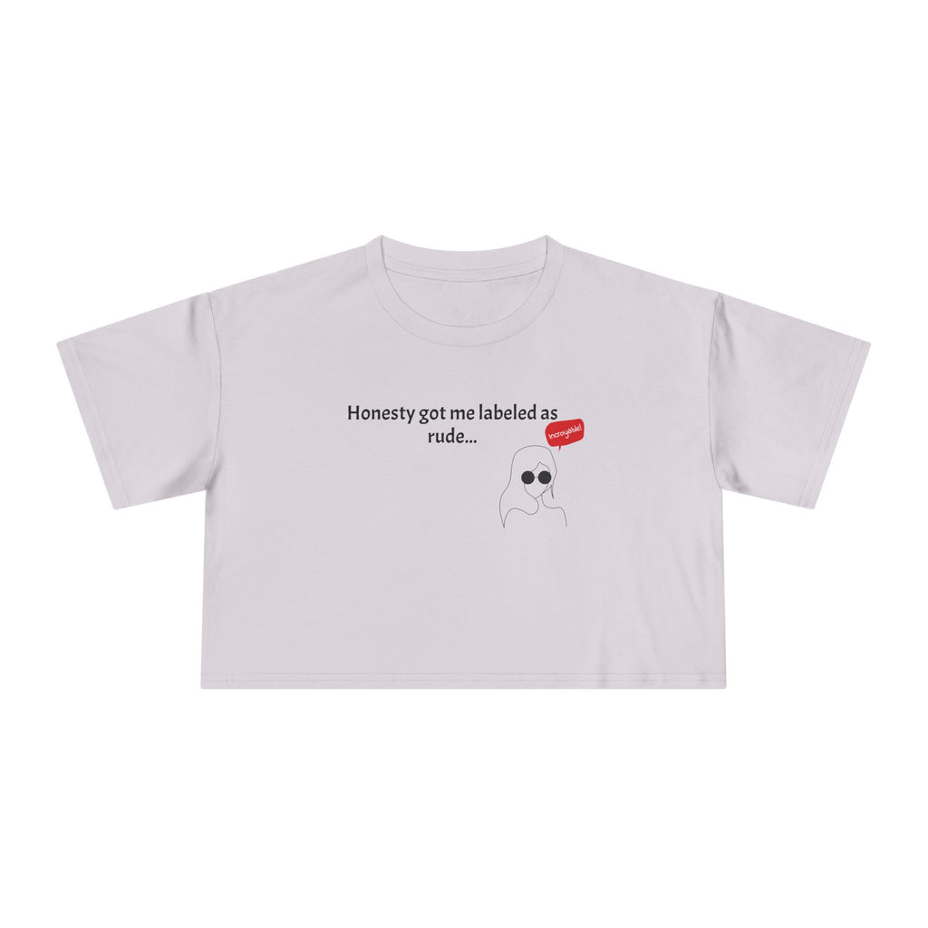 Crop Tee — "Honesty Got Labeled As Rude" Cute Ghost Graphic Top