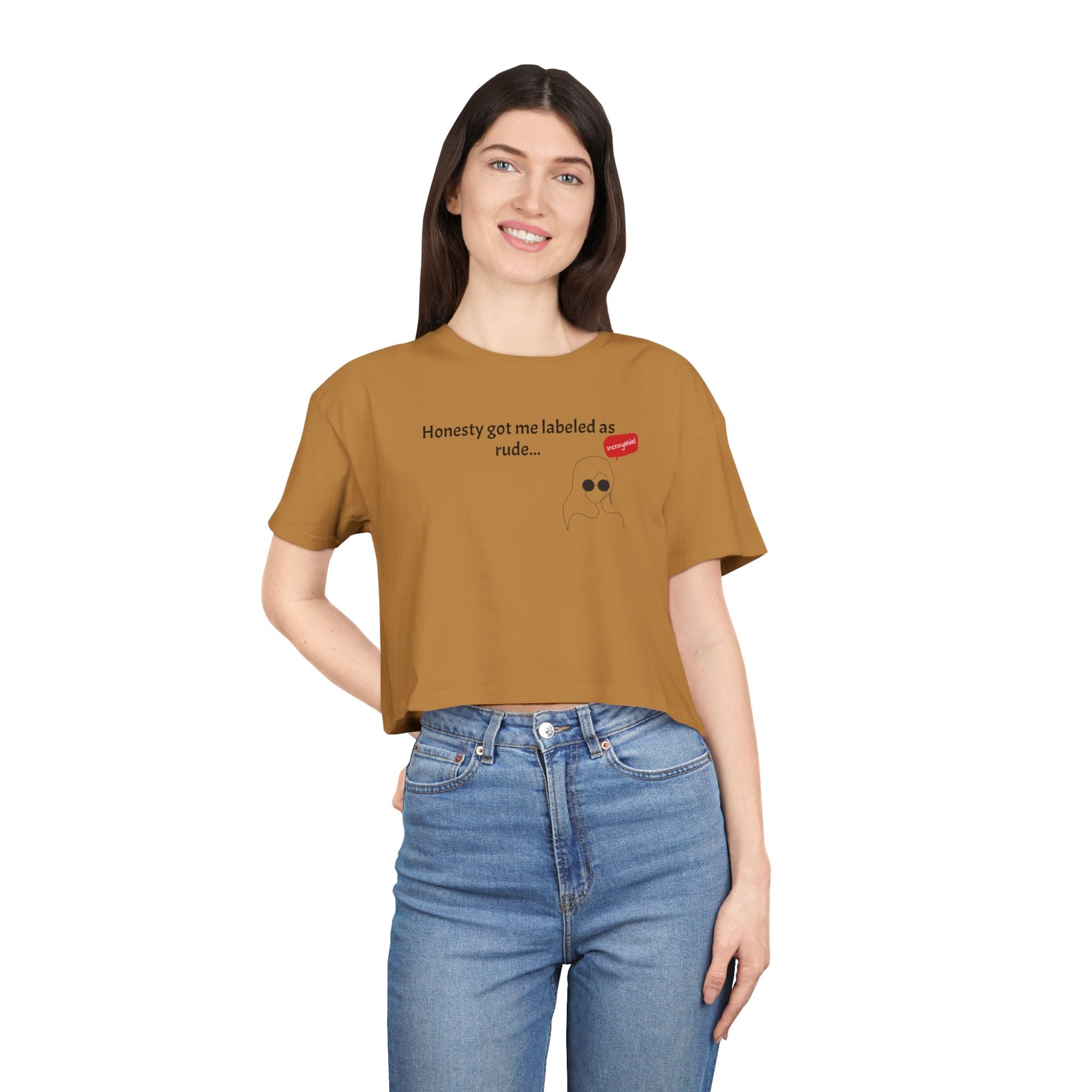 Crop Tee — "Honesty Got Labeled As Rude" Cute Ghost Graphic Top