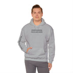 Overthinking Feels Like Home Hoodie — "Welcome Back, I Guess" Sleeve Text
